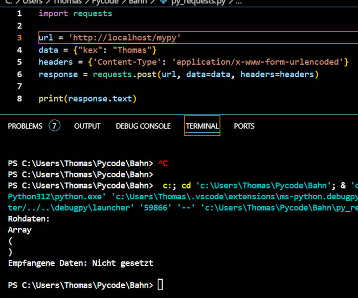 einfacher request mit python